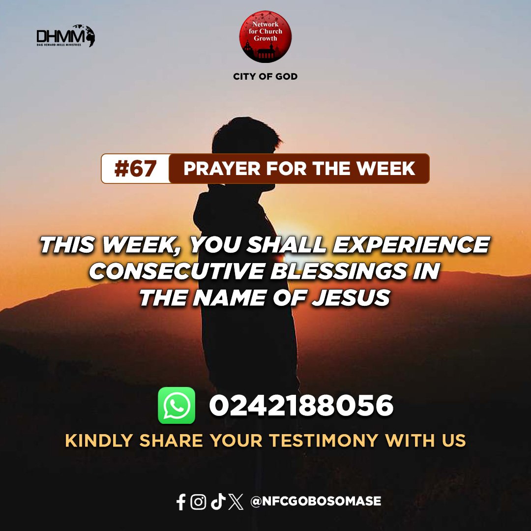 LET THIS BE YOUR PORTION THIS WEEK! 
#PrayerForTheWeek
#NFCG_OBOSOMASE