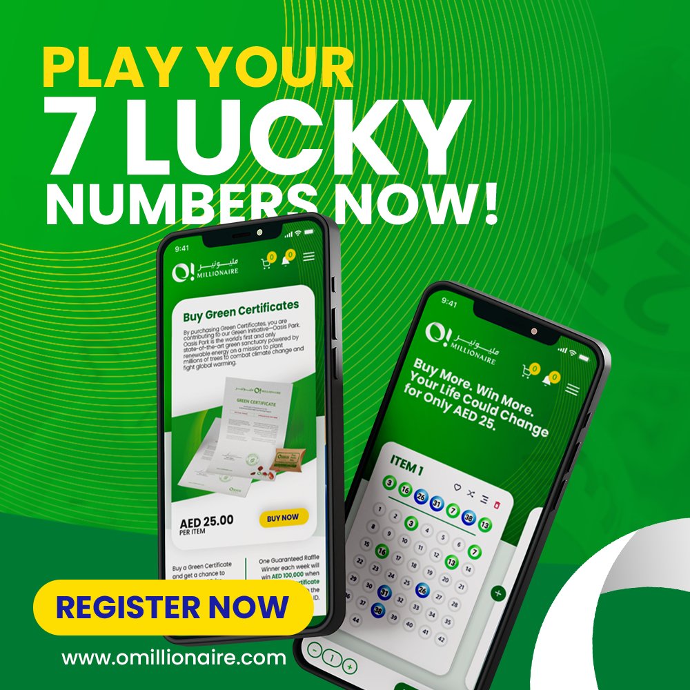 Simply Play Your 7 Lucky Numbers to Win Millions!🤩 

📲 Register NOW for FREE and buy your #GreenCertificates today!

Win Your Best Life 💚
omillionaire.com

#OMillionaire #WinYourBestLife #OasisPark #SaveThePlanet #GreenerTomorrow #PlayPlantWin #Winner #RaffleDraw #India