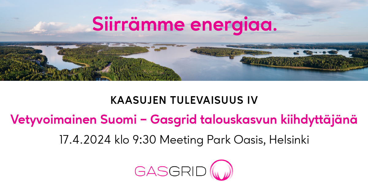 Tervetuloa mukaan Suomen talouskasvun ja vihreän siirtymän kiihdytyskaistalle kohti kaasujen tulevaisuutta! Järjestämme ensi viikolla Vetyvoimainen Suomi – Gasgrid talouskasvun kiihdyttäjänä -tilaisuuden. Lue lisää ja ilmoittaudu 10.4. klo 12 mennessä: lyyti.fi/reg/gasgrid-ve…