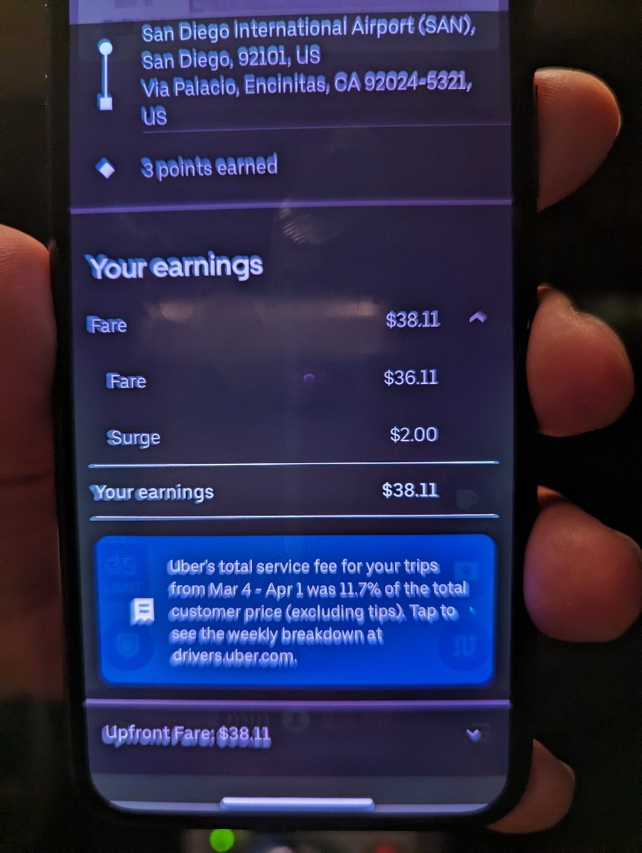 OhadTzur's tweet photo. Uber from airport back home cost me $85 (which is about $25 higher than usual), makes sense if demand is high. Then I learned that the driver kept $38.11, so 55% margin for Uber? Wtf. https://t.co/gxgf44l290