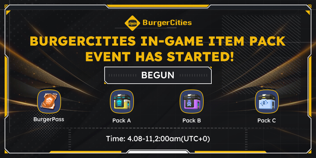 After a month of battling, let's take a while, #BurgerCities heroes:P

🗓️Time: 4.08-11,2:00am(UTC+0)

During this period, leaderboard rankings will temporarily stop refreshing! And the value-packed in-game item packs will launched in the Store!  

🎮: app.burgercities.org