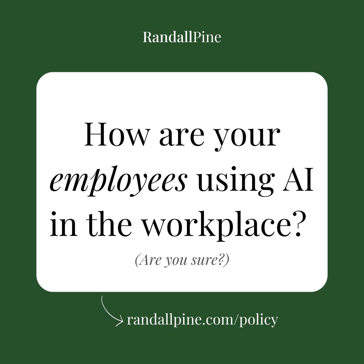 Generative AI has unleashed technology that’s both deeply powerful and easily accessible to (just about) anyone. 

Employees are using AI. Help them to use it safely. 

Get a free sample policy to jumpstart your company's generative AI guidelines. 👉  buff.ly/3SyY8OX