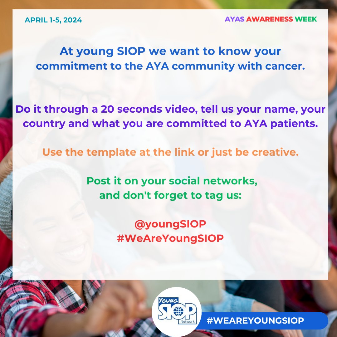 🇬🇧April is #ayacancerawareness month, we believe that the conditions of these patients can be improved, we will commit from our place to improve the outcomes and quality of life of our AYA patients. Use the follow link to share your video canva.com/design/DAGBO01…
