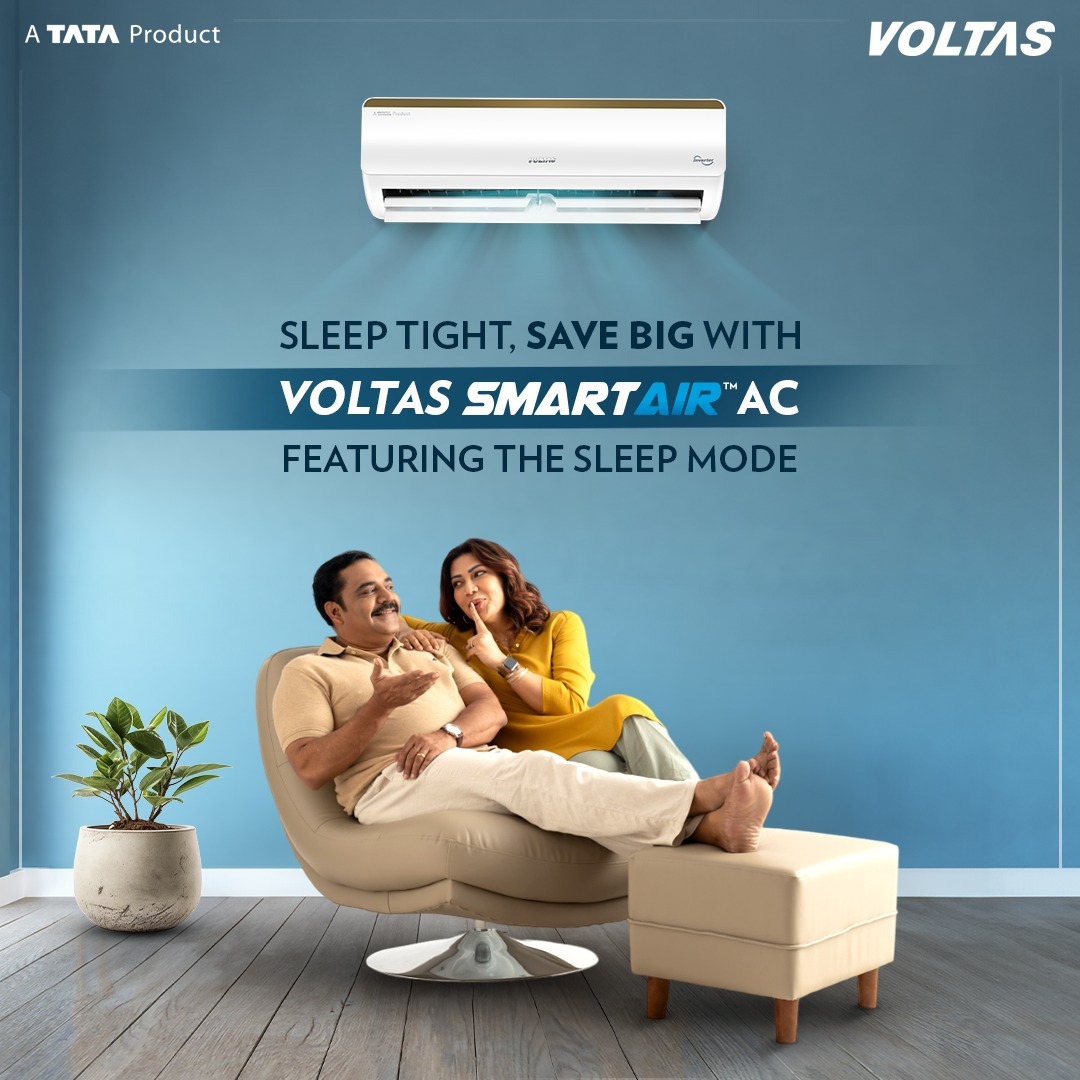 Experience restful sleep and enjoy substantial savings on your energy bills with Voltas Smart Air AC. Its Sleep Mode intelligently manages cooling levels and power usage, leading to decreased electricity costs and greater comfort. #Voltas #VoltasAC