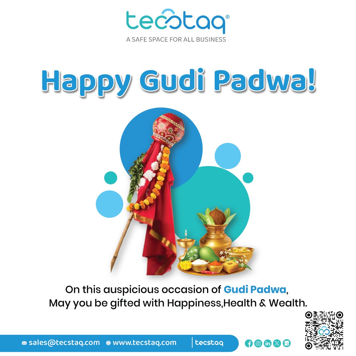 May the festivities of Gudi Padwa bring our families closer and create beautiful memories for the year ahead. 𝐇𝐚𝐩𝐩𝐲 𝐆𝐮𝐝𝐢𝐏𝐚𝐝𝐰𝐚 #TecStaq #GreenAims #GudhiPadwa #MaharashtrianNewYear #NewBeginnings #GudiPadwa #नववर्ष #Tradition #Celebration #FestivalVibes