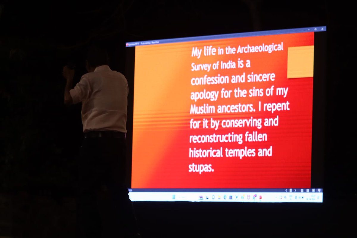 Archaeologist KK Muhammed ji delivered #PuneSamvad at @BhandarkarI Institute. He emphasized the significance of historical proofs in archaeology and shared insights into his life mission of conserving and reconstructing fallen temples and stupas. #Bateshwar #Ayodhya