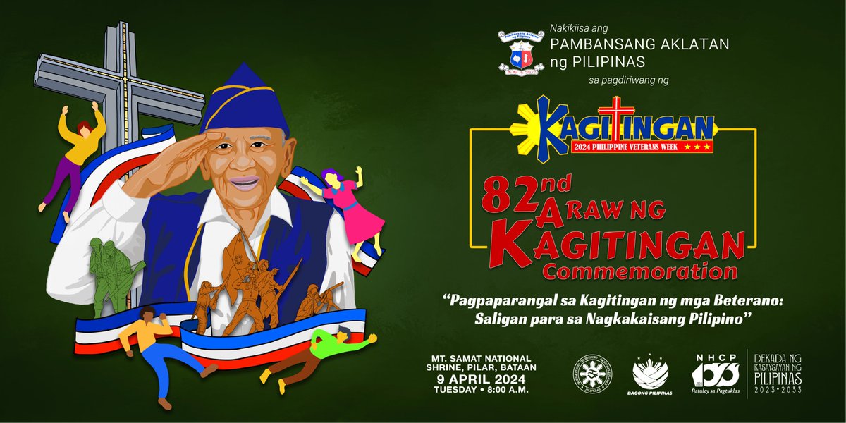 Nakikiisa ang NLP sa pagdiriwang ng ika-82 taong paggunita ng Araw ng Kagitingan at Linggo ng mga Beteranong Pilipino. Ang tema ng pagdiriwang ngayong taon ay Pagpaparangal sa Kagitingan ng mga Beterano, Saligan para sa Nagkakaisang Pilipino.
#Kagitingan2024
#NationalLibraryPH