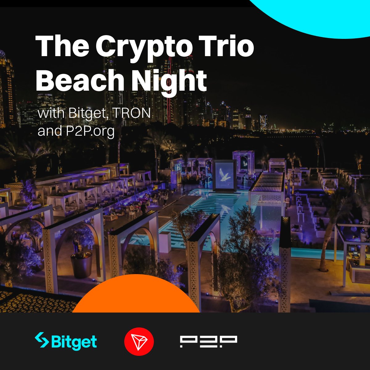 🎉 Ready for an exclusive beachfront party with #Bitget, <a href="/trondao/">TRON DAO</a>, and <a href="/P2Pvalidator/">P2P.org</a> in Dubai?

✨ Join us for an epic night of networking as we host one of the hottest parties in town during the bustling #crypto conferences week!

🎁 To celebrate, we're giving away one free