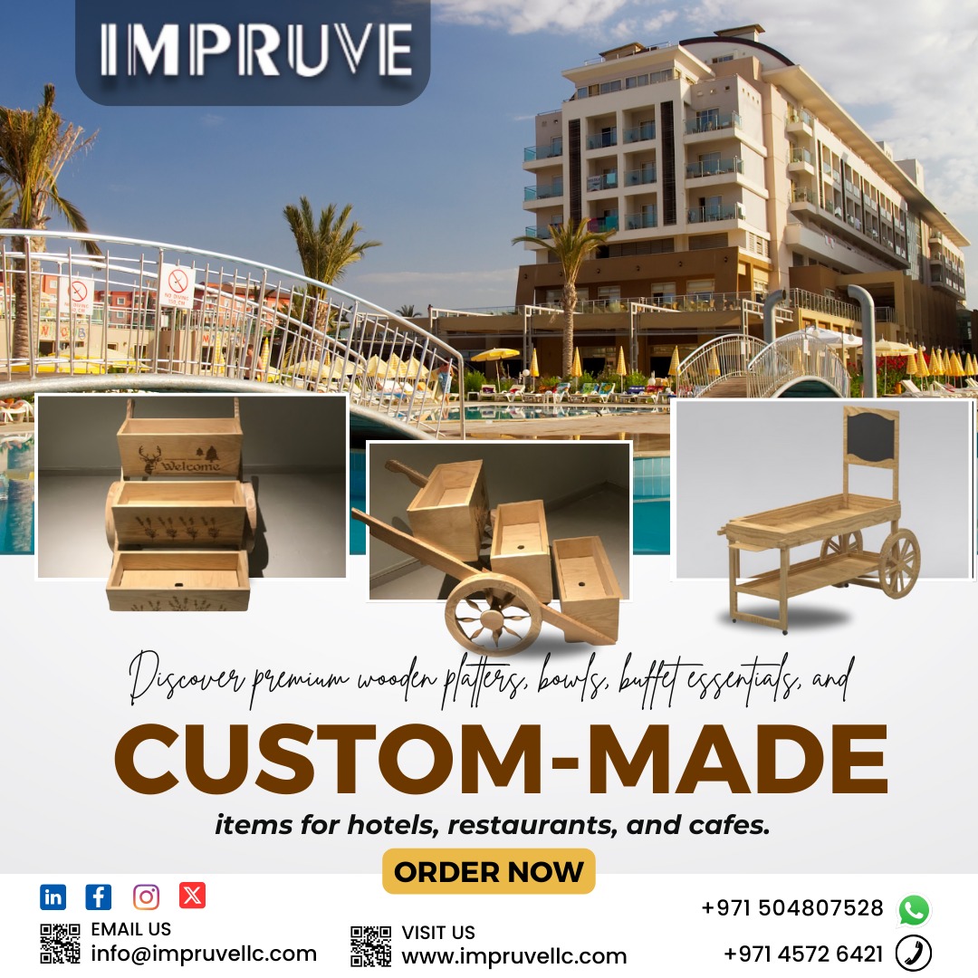 Elevate your dining experience with our handcrafted wooden platters and buffet essentials. Sustainable, sophisticated, and customizable. Order now!

🌐 impruvellc.com

#impruvellc #premiumwood #woodenplatters #restaurantdecor #cafesupplies #hotelsupplies #foodstyling