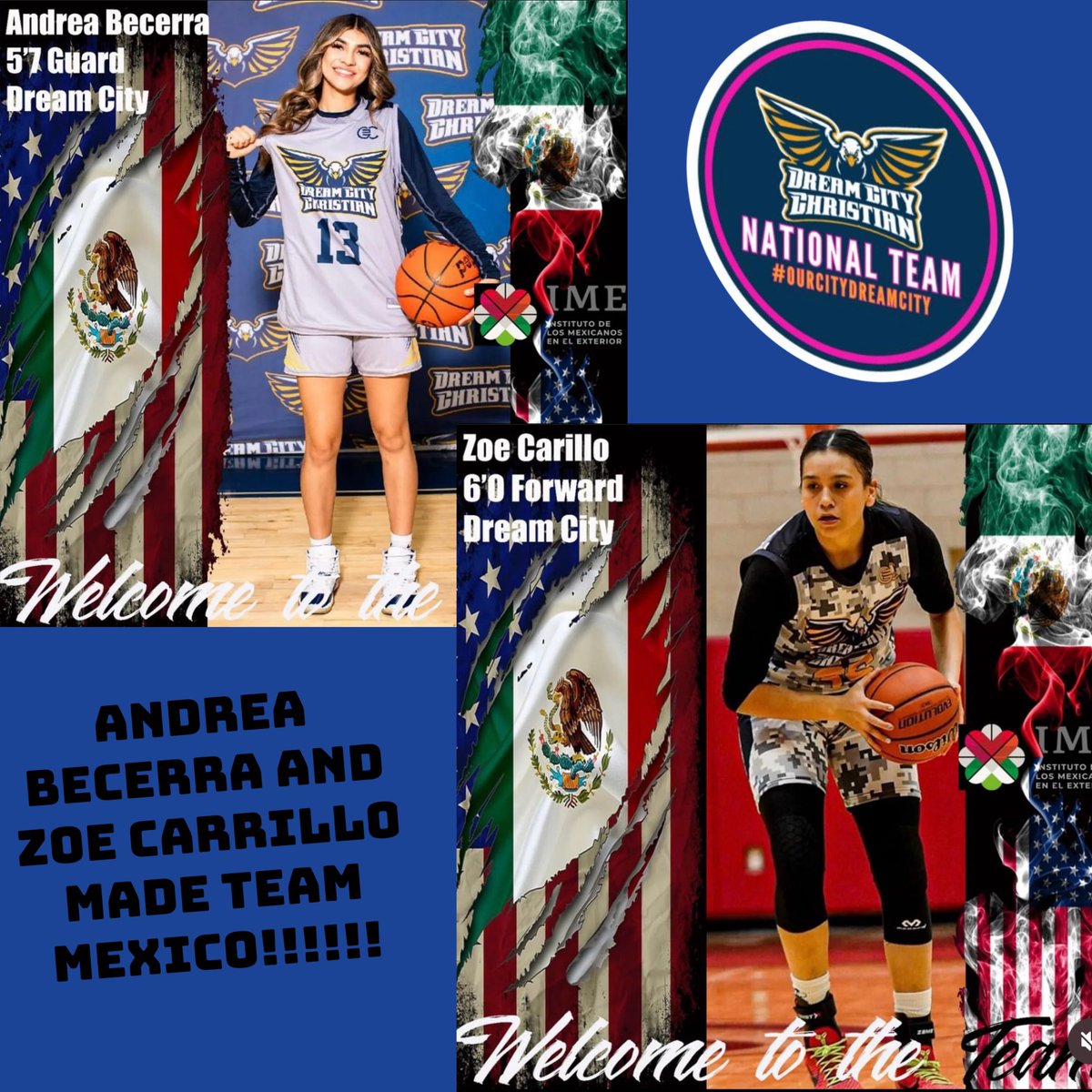 DCCGirlsHoops is proud to announce that @dreabecerra13 and @zoballin35 made the team and will be representing Team Mexico this summer! What an amazing opportunity for these two ladies! God continues to bless this program!