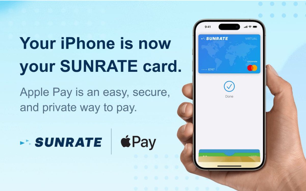 Your iPhone is now your @SUNRATEofficial card. Add your SUNRATE cards to @Apple Pay easily! #SUNRATE #ApplePay #CommercialCards #SeamlessPayments