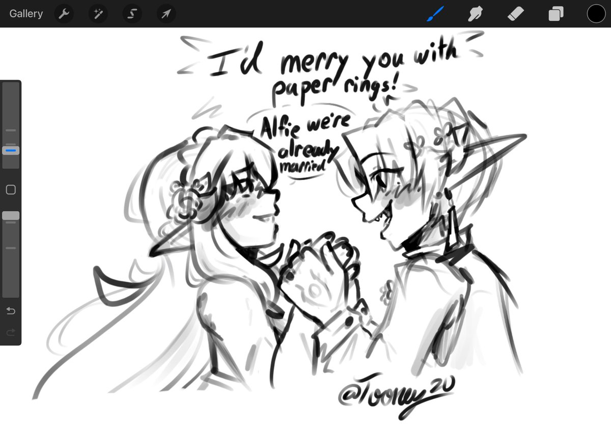 Tooney20's tweet photo. Alfred: βIβd merry you with paper rings!β
Alear: βAlfie weβre already marriedβ
Just a little doodle of them once again β€οΈππ
#FireEmblem #FireEmblemEngage #alflear https://t.co/3MIwbsAL97