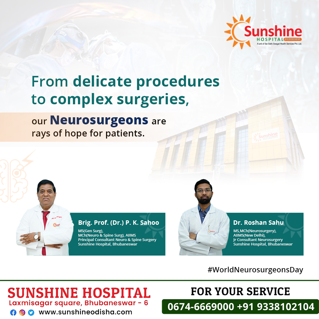 This #WorldNeurosurgeonsDay, prioritize your neurological well-being with @SunshineBBSR. Book your appointment today and let our skilled team lead you towards a brighter, healthier tomorrow. Contact Now: 9338102104 #sunshinehospital #neurosurgeons #neurosurgery #spinesurgery