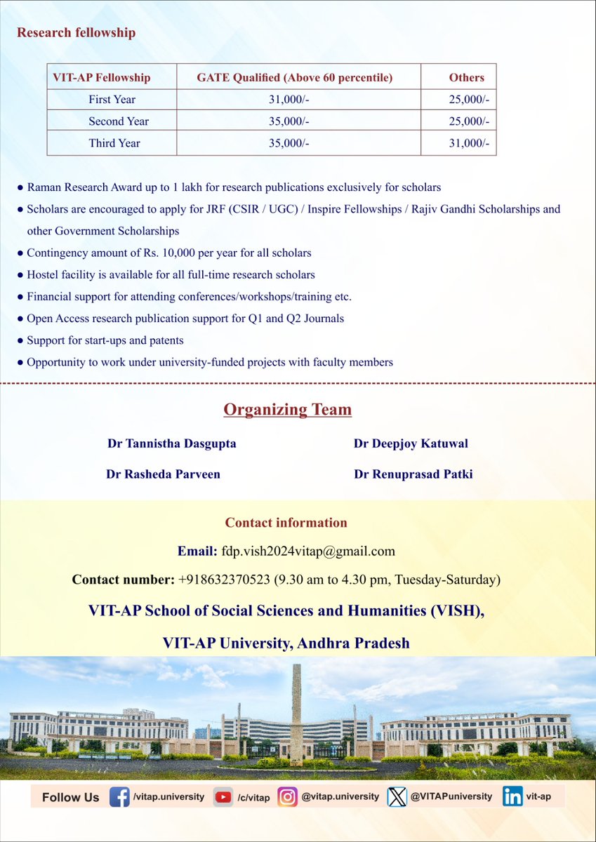 Join the 5 day online FDP on 'Fostering Industry-Relevant Communication Skills for Language Educators' organized by the School of Social Sciences and Humanities (VISH), VIT-AP University. Register by May 5th - forms.gle/eW3mLQmMAu3hcj… #fdp #vitap #languages #languageteaching