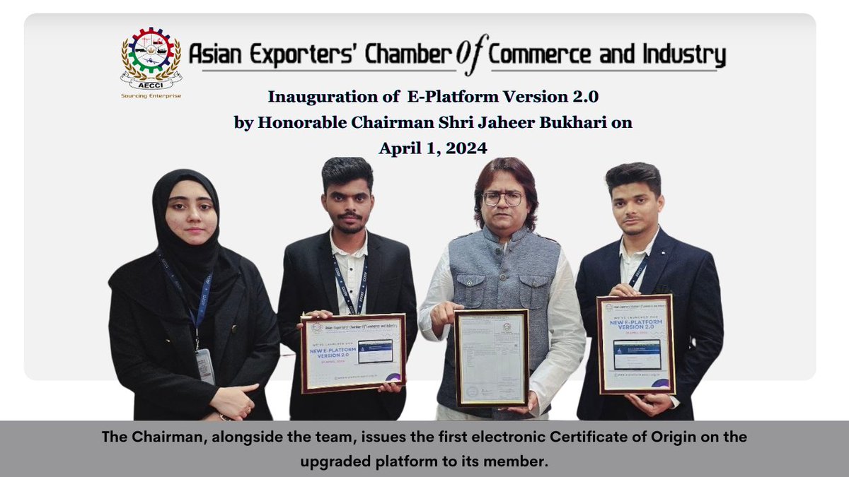 aecci2015's tweet photo. Proud moment as we unveil the upgraded 
AECCI E-Platform, empowering exporters with seamless document processing and visa recommendations.

https://t.co/SoZJI1Wa9o

#Export #import #eximindustry #Innovation  #TradeFacilitation #DigitalTransformation #Exporters #ChamberOfCommerce https://t.co/9gvnWykFFZ