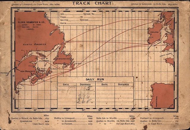 #MapMonday A map showing the #Quebec - #Liverpool route of R.M.S. Lake Megantic, Cared for by @LJMU @ARANorthern @ARAUK_IE ljmuexhibitions.online/copy-of-edcm-l…