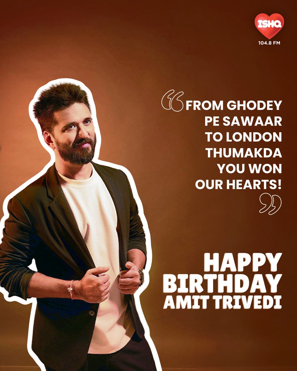 Team Ishq wishes you a very Happy Birthday @ItsAmitTrivedi❤
Listen to @ItsAmitTrivedi on 104.8 Ishq FM from 8am - 8pm🫶 
.
.
.
#happybirthdayamittrivedi #Bollywood #HBDAmitTrivedi #Singer #BirthdayWishes #BirthdayVibes #Amittrivedimusic #indianmusic