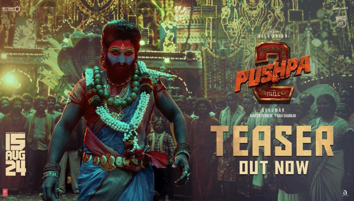 #Pushpa2TheRuleTeaser fits the definition of the word 'teaser'. It gives away almost nothing about the film and builds curiosity. #AlluArjun looks fire. #Pushpa is back!! Teaser: youtu.be/wboGYls1Bns?si… #Pushpa2TheRule #PushpaMassJaathara #AlluArjun𓃵 #Pushpa2