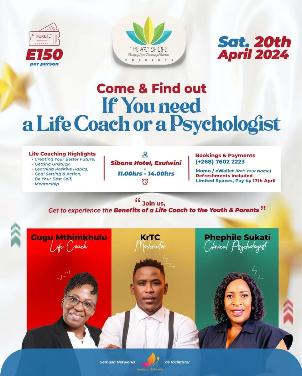 Teach Them Early What We Learned Late So They Can Go Further Faster!

We invite young people between 13-23 to a chat that will cover Mindset Shifting, Financial Literacy, Habits and Goal Setting.

#SemusaNetworks #lifecoach #psychologist #unleashed #BeTheGeneration