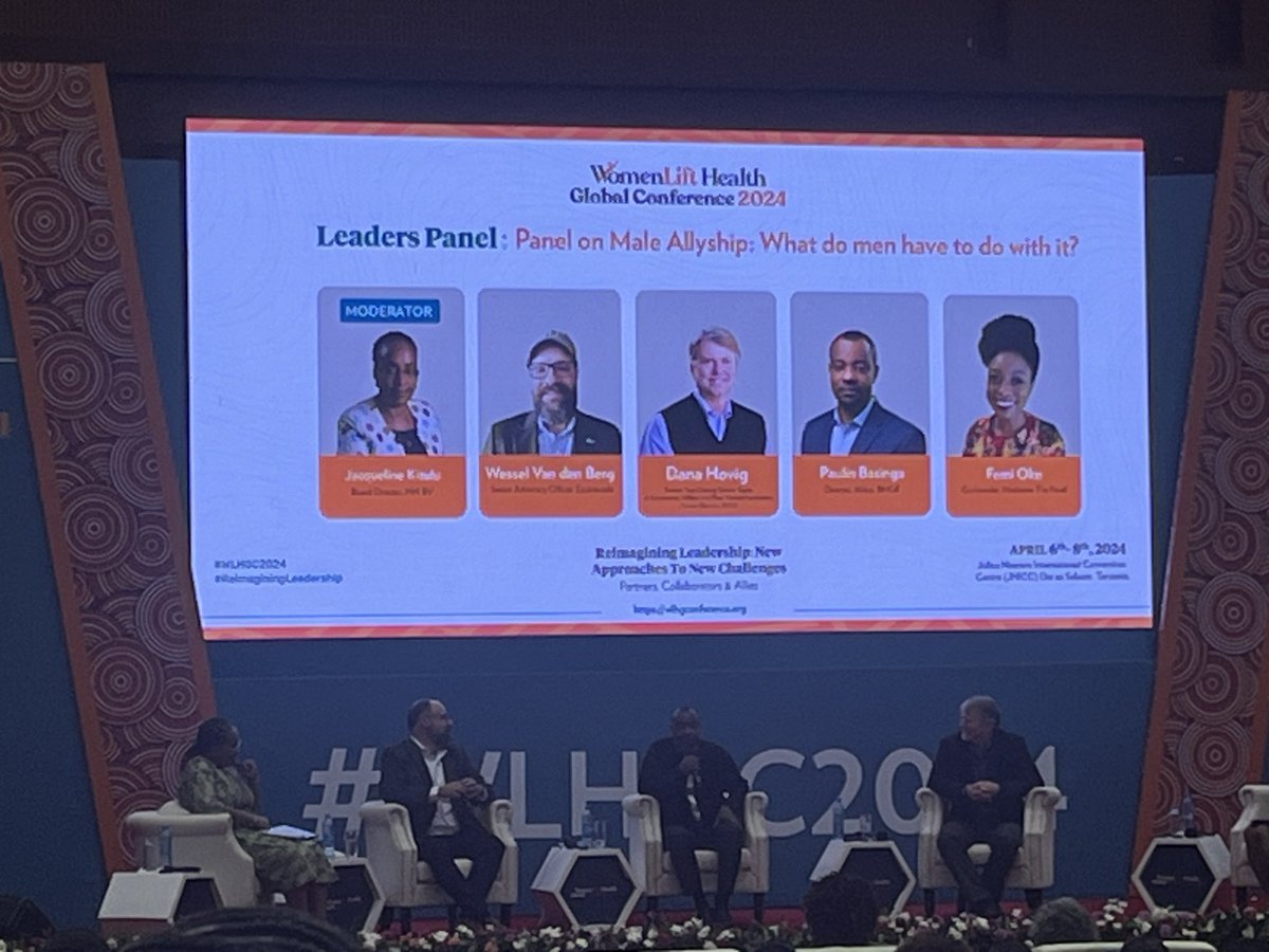 Loving this panel (not manel) on male allyship moderated by the fantastic @mdjkitulu. Connecting deeply with conversations on how spaces remain closed for women leaders and what male allies can do to challenge gender norms. @womenlifthealth #WLHGC2024 #womenleaders #maleallies