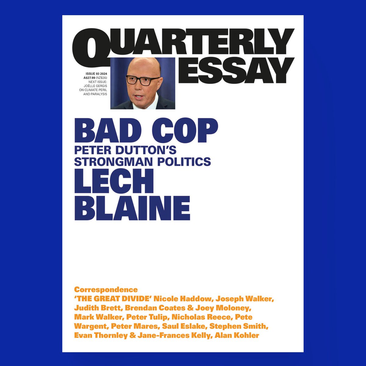 .@lechblaine will be discussing his latest Quarterly Essay BAD COP with David Marr at @Gleebooks next week. One not to miss: ow.ly/HPuX50QOmW7