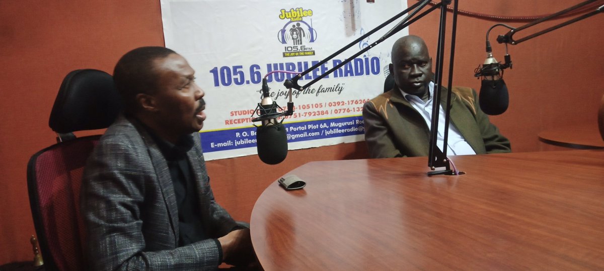 Rtd. Maj. Gen. @mugishamuntu and Hon. Kassiano Wadri and our Mobilization team in Tooro Region are live on 105.6 Jubilee Radio in Fort Portal to expound on our party mobilization activities in Bunyangabu District.