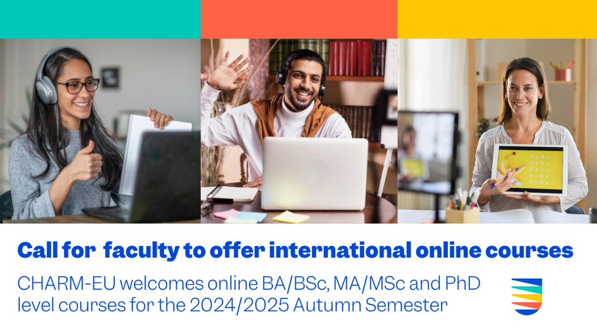 📢Are you a teacher at a CHARM-EU university committed to enhance cross-cultural exchanges? 🌍Submit your online BA/BSc, MA/MSc or PhD courses to expand the impact of your teaching and reach a diverse & broader group of students. Apply before 30 April ➡️ bit.ly/43OC5Jh