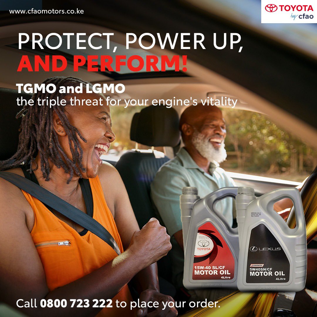 TGMO and LGMO products are your engine's best defense and greatest ally! Experience the seamless protection of a thin, yet mighty film guarding your engine from friction and overheating. Call 0800 723 222 to place your order. #TGMO #LGMO #CFAOMotorsDrivesKenya