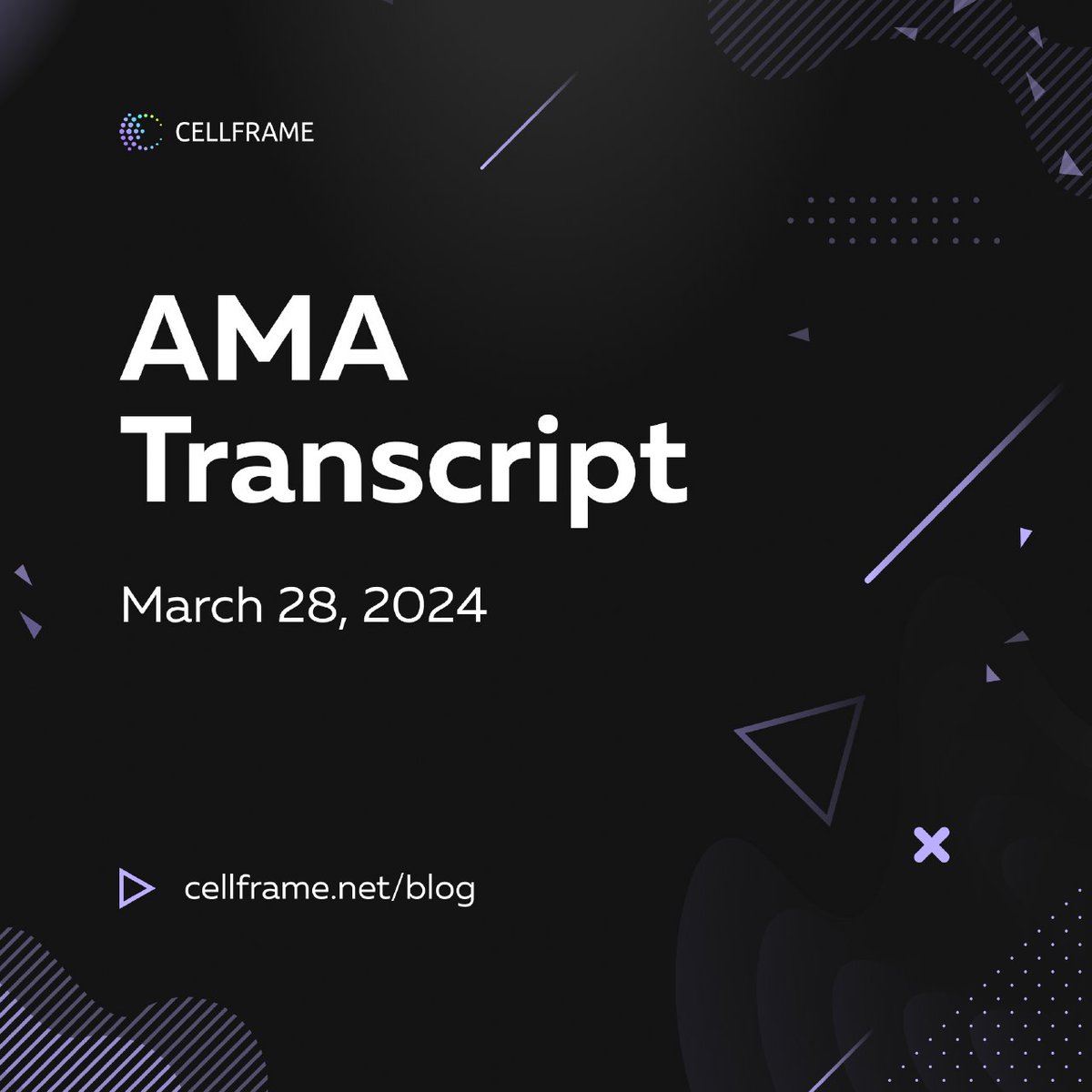 📢 We have prepared a text version of the AMA session with Dmitry Gerasimov's answers to the community questions, which took place on March 28. 
 
Read the link👉🏻cellframe.net/blog/ama-with-…