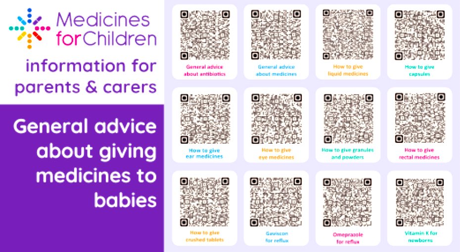 #Medicines 💊for #Children 👧🏻 👦🏽 🧒🏼 information for parents & carers with QR codes. General advice about giving medicines to babies ⬇️
