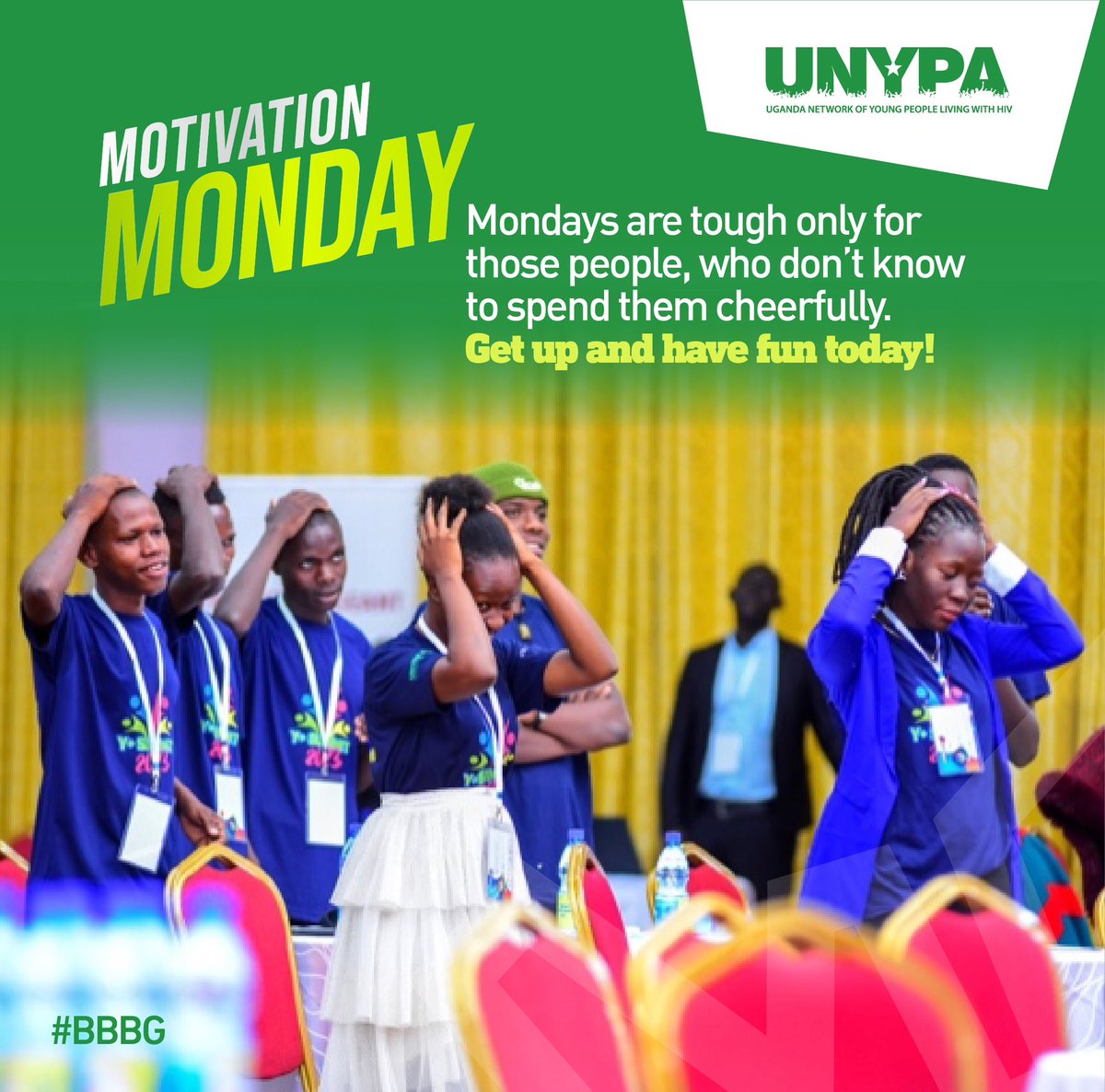 #MotivationMonday 

Mondays are the start of the work week which offers new beginnings. Get up and have fun today at work. 

#BBBG #YPlusSummit24