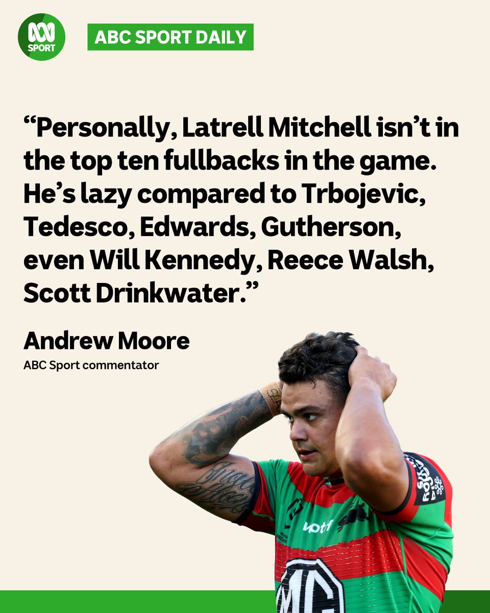 ABC SPORT (@abcsport) on Twitter photo 🐇⁉️ What on earth is happening at South Sydney? Their squad is groaning with talent but their fans are just groaning!
<a href="/GibsMoore/">Andrew Moore</a> joins ABC Sport Daily to try and make sense of the bemusing Bunnies. 
Listen here: bit.ly/3VKK7kD 🐇⁉️ What on earth is happening at South Sydney? Their squad is groaning with talent but their fans are just groaning!
<a href="/GibsMoore/">Andrew Moore</a> joins ABC Sport Daily to try and make sense of the bemusing Bunnies. 
Listen here: bit.ly/3VKK7kD