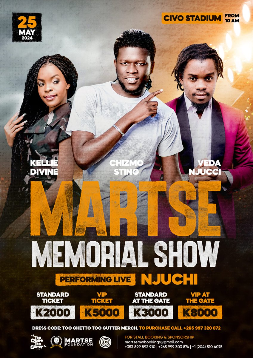Sixth artist's to headline the Martse Memorial Show :- Njuchi Family 🎤

Net proceeds  will go towards the Martse Foundation desk initiative 🙏🏾

#Tooghettotoogutter
#MartseFoundation