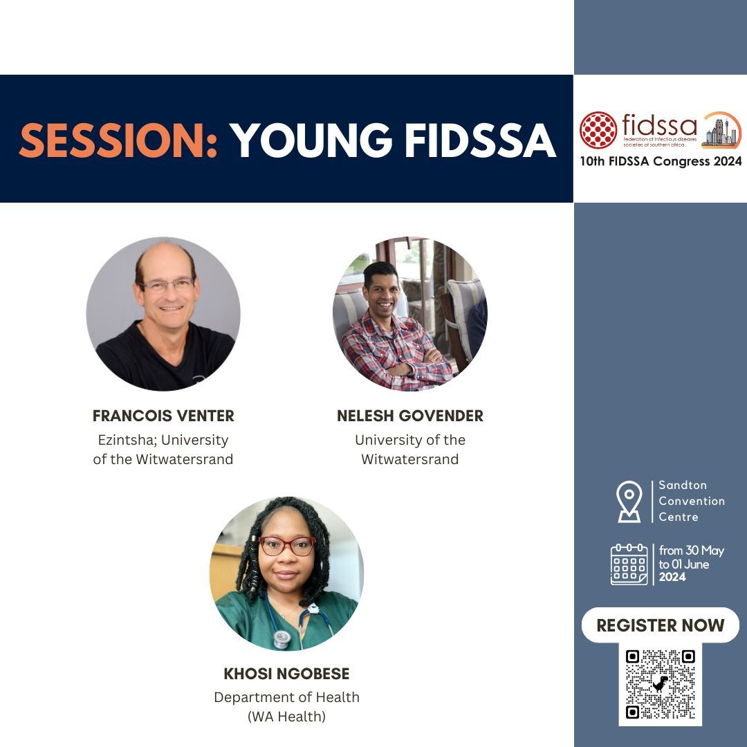 🦠 #FIDSSA2024 session for all our up and coming young ID folks with Khosi Ngobese, @FrancoisVenter3, @neleshg and others! 🗓️ Happening SOON Register now buff.ly/3VMlrYL! SANDTON l 30 MAY – 01 JUNE