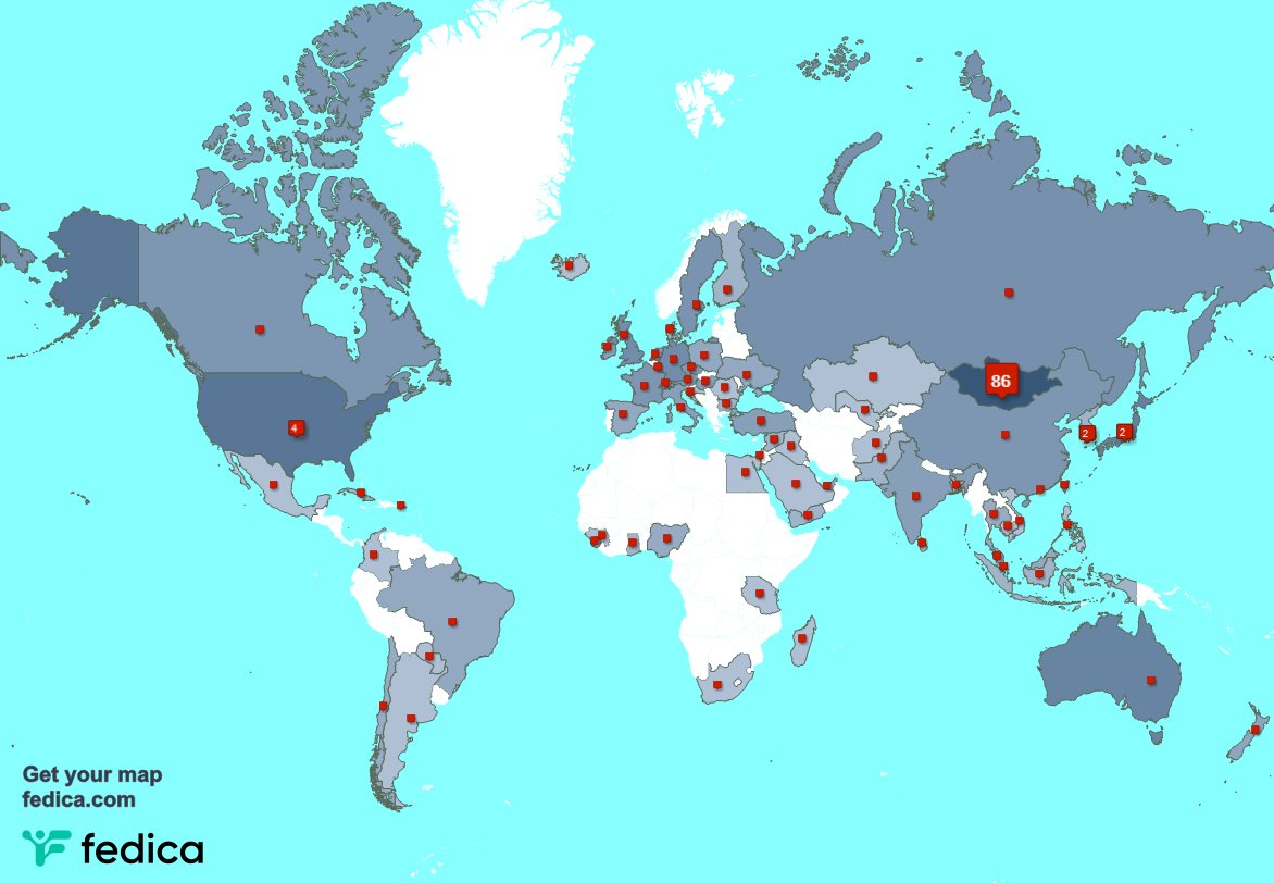 I have 49 new followers from Mongolia, and more last week. See fedica.com/!BattsengelBav…