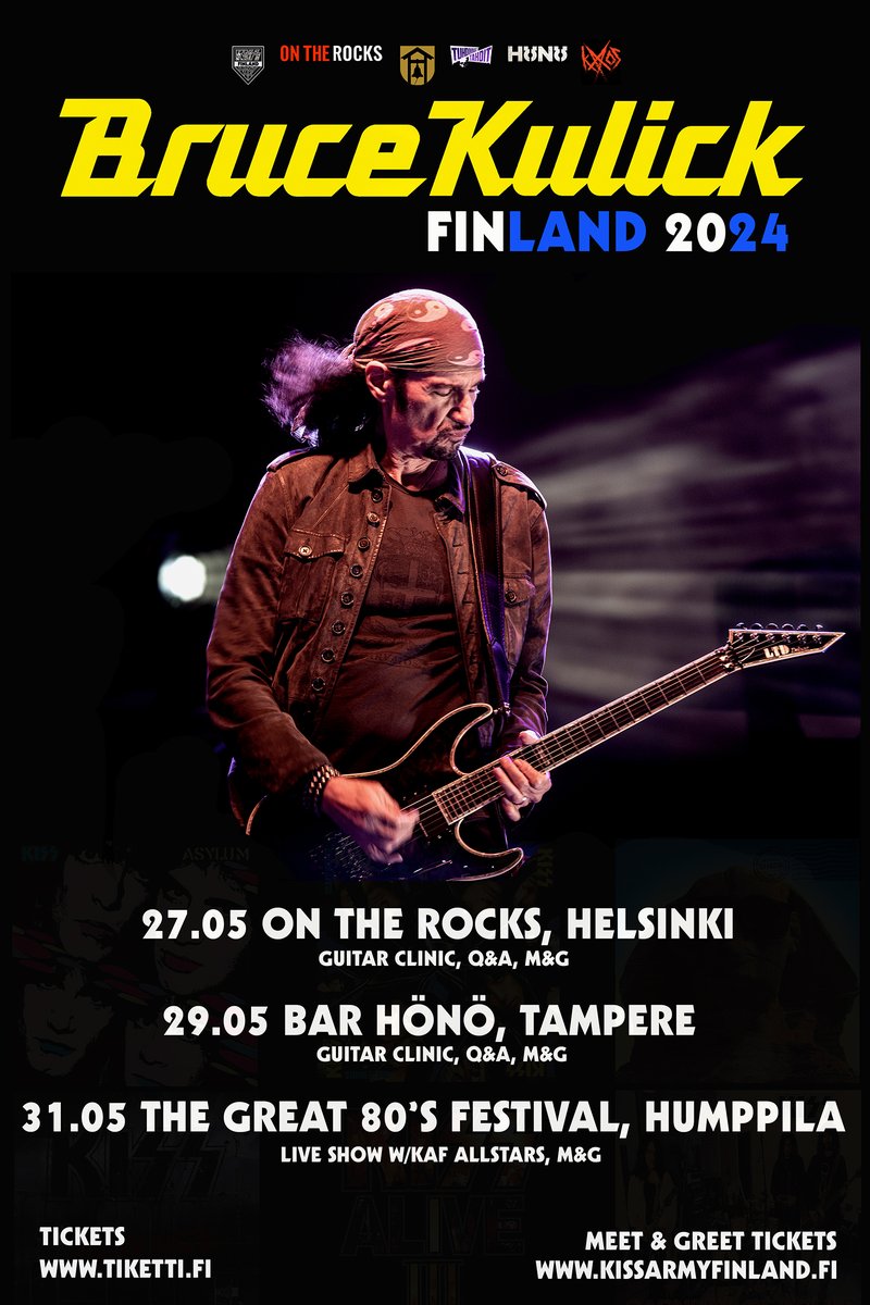 Bruce Kulick returns to Finland in May. Check the details on the poster below. Tickets tiketti.fi, Meet&Greet tickets: holvi.com/shop/KISSARMYF… #brucekulick #KissArmyFinland @KaaosZine @brucekulick @ontherocksklubi @Chaoszine1