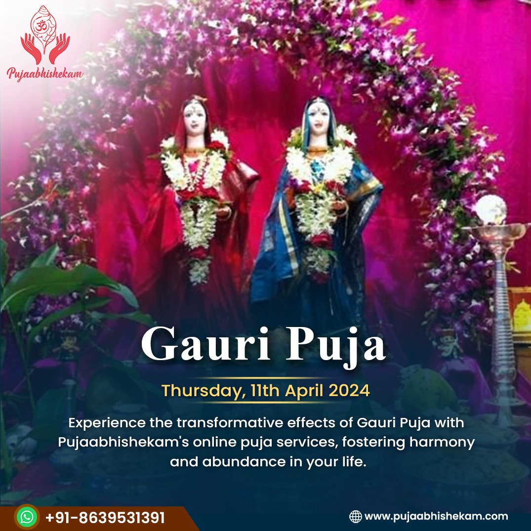 Experience the transformative effects of Gauri Puja with Pujaabhishekam's online puja services, fostering harmony and abundance in your life. 

#GauriPuja #DivineBlessings #Harmony #Abundance #Pujaabhishekam #TransformativeEffects #SpiritualGrowth