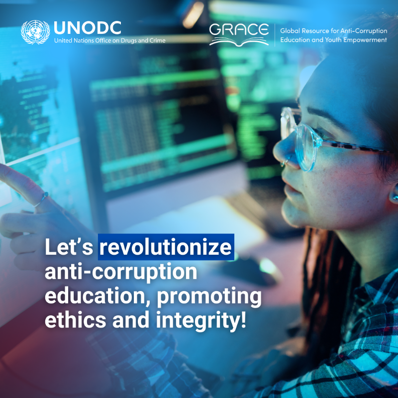 UNODC_FinCrime's tweet photo. It's time to get digital! 

@UNODC, through its #GRACE Initiative, is partnering with the Knowledge Foundation @immersive and @dfinity Foundation to run a series of hackathons to develop anti-corruption digital learning environment. 

Learn more ⬇️ 
#UnitedAgainstCorruption