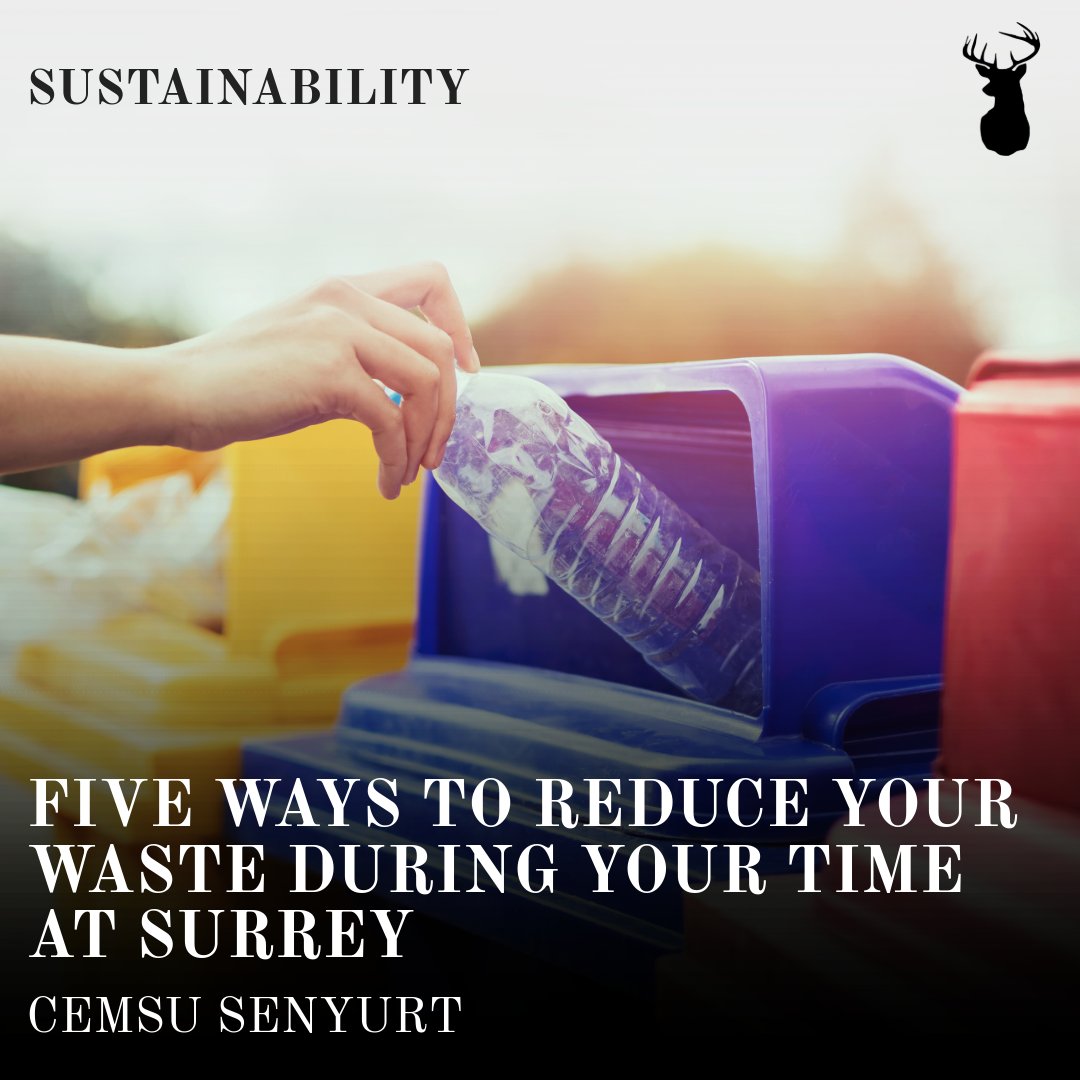 Cemsu Senyurt shares her top tips for reducing your #waste & living a more #sustainable life during your time at university. Find out more here: thestagsurrey.co.uk/five-ways-to-r…♻ #sustainability #reusereducerecycle #thestag #thestagmagazine #uniofsurrey #surreyunion #studentjounralism