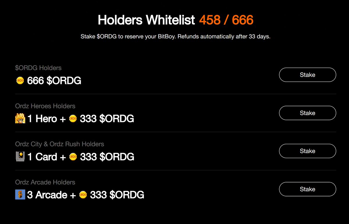 🔥The initial 333 Holders WL spots were filled within 2 hrs🚀 🫡So we are opening additional spots for our @OrdzGames holder community! 🟧Now totaling 666 holder WL spots can get GTD mint with 30% discount, can only be earned by staking @OrdzGames assets. 👉DO NOT MISS your WL…