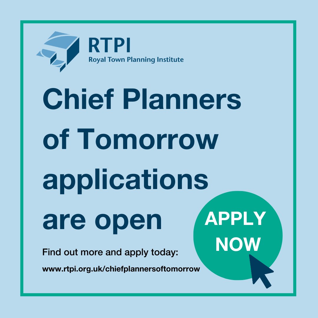 Young Planners – here’s your chance to step into the shoes of a Chief Planning Officer for the day. Each year more than 50 young planners are offered places. Apply for our Chief Planners of Tomorrow work shadowing scheme by 7 May 2024. Apply now: rtpi.org.uk/chiefplannerso…