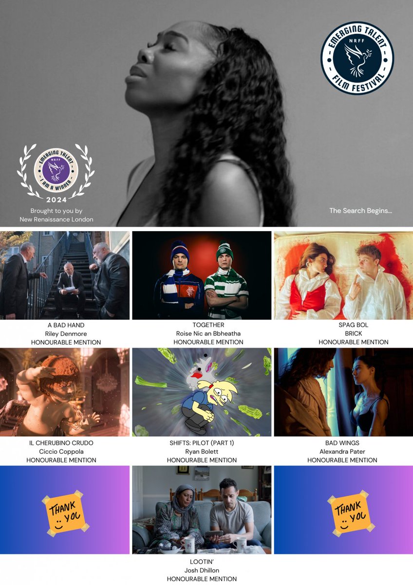Congratulations to all the Emerging Talent Film Festival winners 2024! The programme is streaming in the UK now until April 14 on: nrff.vhx.tv/products