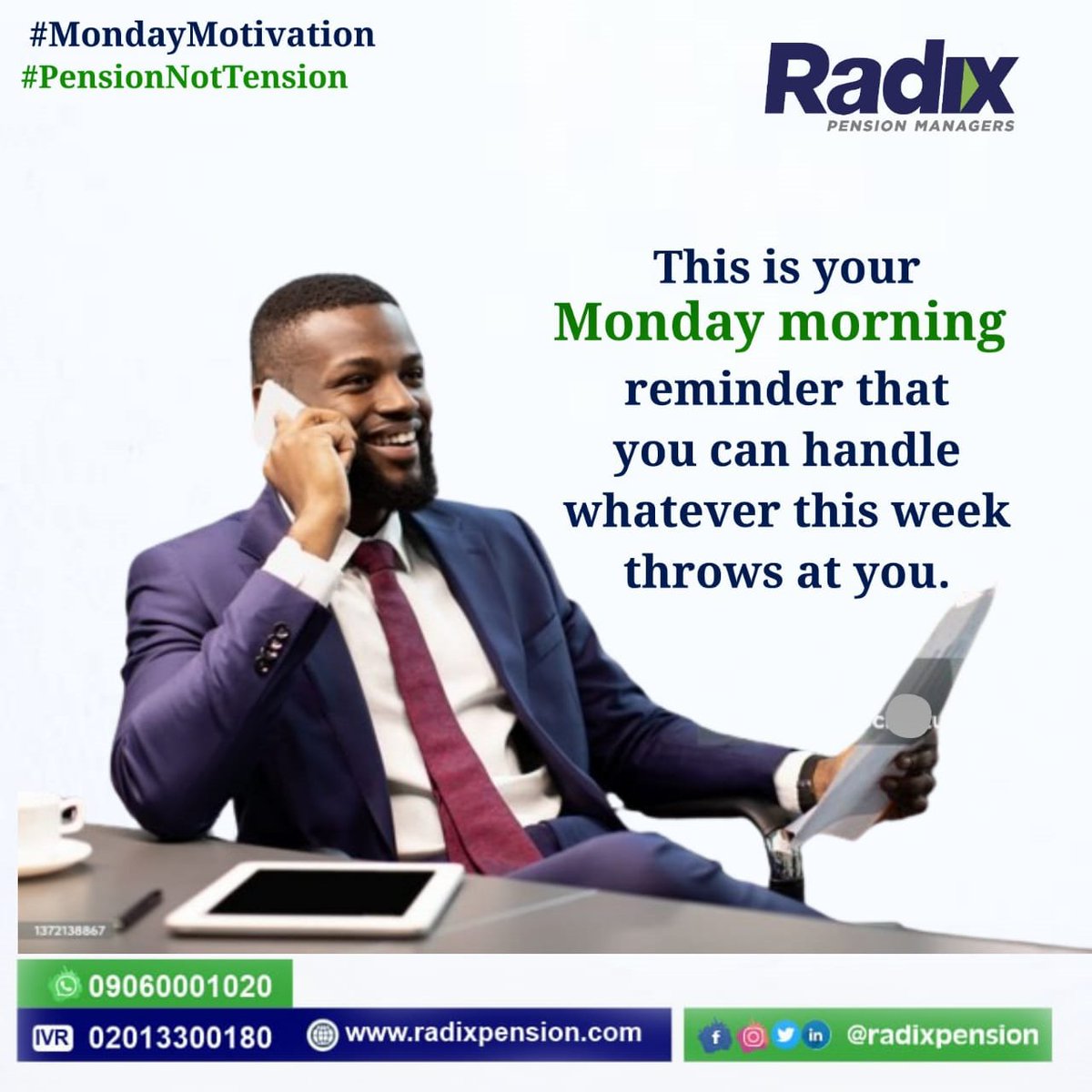 Let your words of affirmation today be that  ' I can handle anything that comes my way today, tomorrow and at Retirement'. 
We believe you can!
#Motivation #Pensionplanning #Retirement #Enrichedfuture