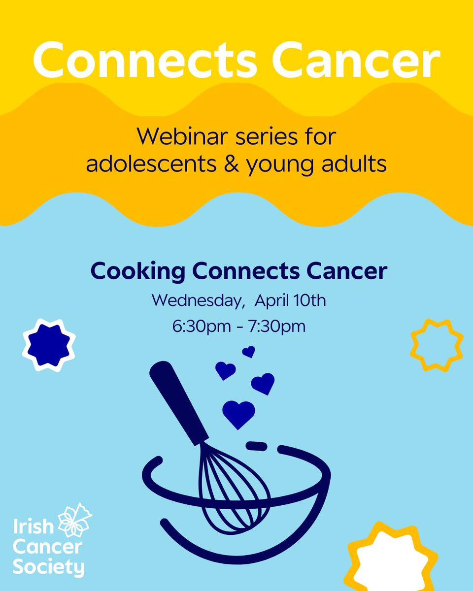 It's Adolescent and Young Adult (AYA) Cancer Awareness Week 2024! 🌟✨

🍳 Cooking Connects Cancer on Wednesday, April 10th!
Whip up some culinary magic with Ciara’s cook-along webinar featuring 3 simple &amp; nutritious meals 👩‍🍳
Signup: forms.office.com/e/whvLKTuSuk

Don't miss out! 💛