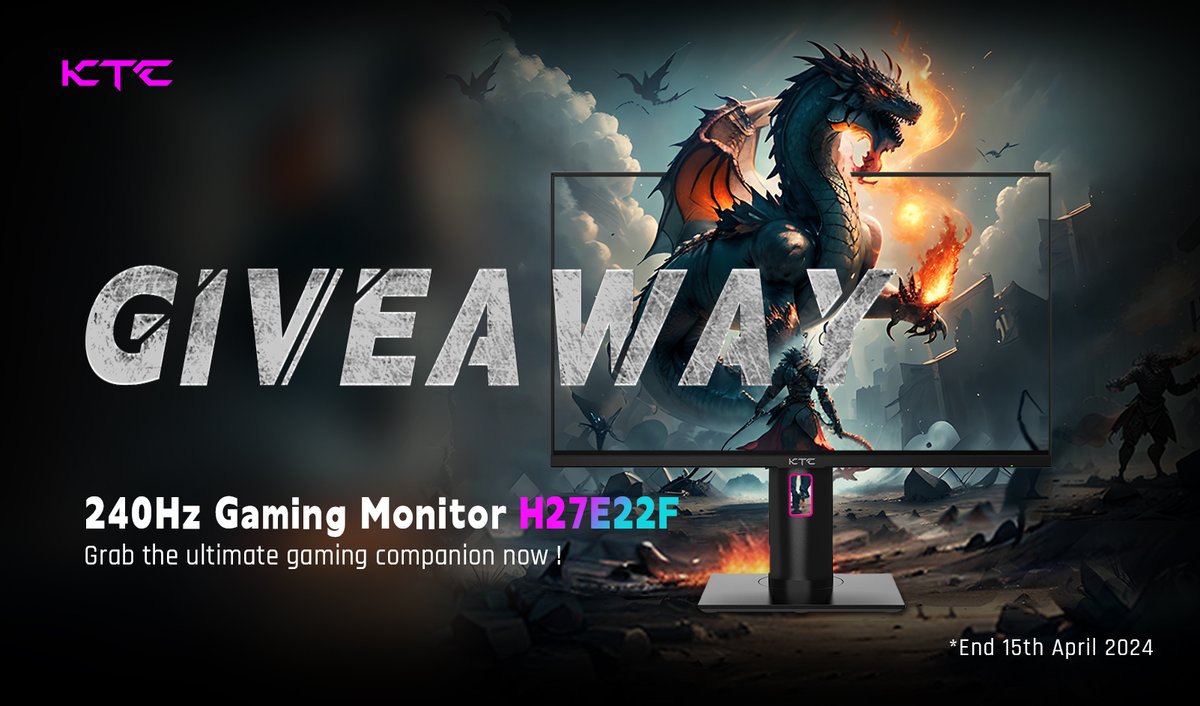 KTC_Gaming1995's tweet photo. In celebration of the launch of the new Gaming Monitor H27E22F, we are gonna give away 2 grand prizes to Two lucky winners.🥳🥳🥳Want to participate in the lucky draw? Follow our account, comment, and share to get a chance!🎁🎁🎁
#ktc #gamingmonitor #Giveaways #monitor #gamingpc https://t.co/WtPaY9UYFn
