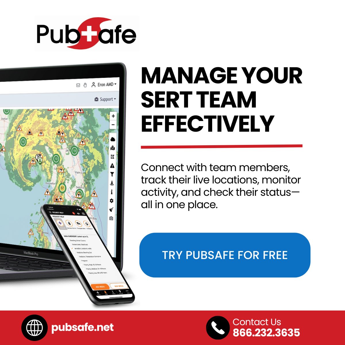 Ready to elevate your SERT operations? Try PubSafe today! ow.ly/ozY650R7bxm

#PubSafe #SERT #EmergencyManagement #TeamCoordination #SafetyFirst #DisasterResponse #PublicSafetyApp