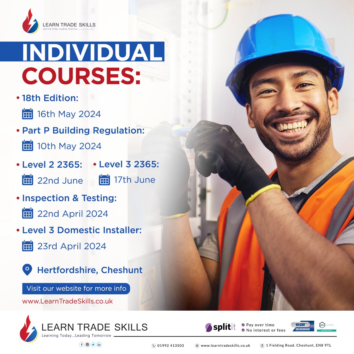 Check out our upcoming electrical courses! ⚡Book through the link in our bio or by calling us on 01992 413 503 

#electrician #explorepage #tutorial #trades #ukelectricians #electriciancourses #learningprograms #skillstraining