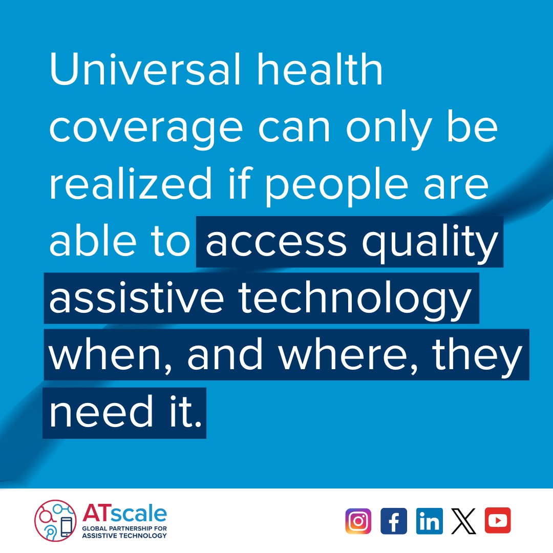 Did you know that #AssistiveTechnology is an important component of health care & achieving #UHC? This week we are excited to launch our thematic brief on why assistive technology matters for #UHC 🙌 🔗 tinyurl.com/2jvmdffb #ATChangesLives #HealthForAll @UHC2030 @who