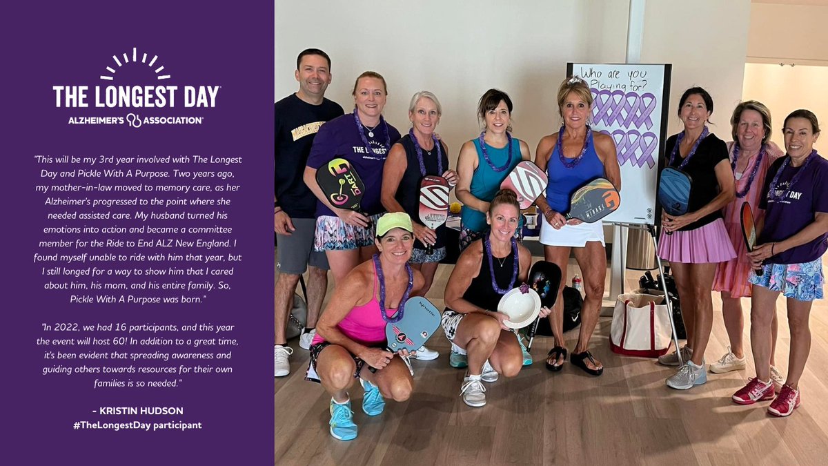 You can play pickleball to #ENDALZ too! From a donate day to a tournament, serve up those donations through The Longest Day! Learn more at alz.org/tldpickleball #TheLongestDay