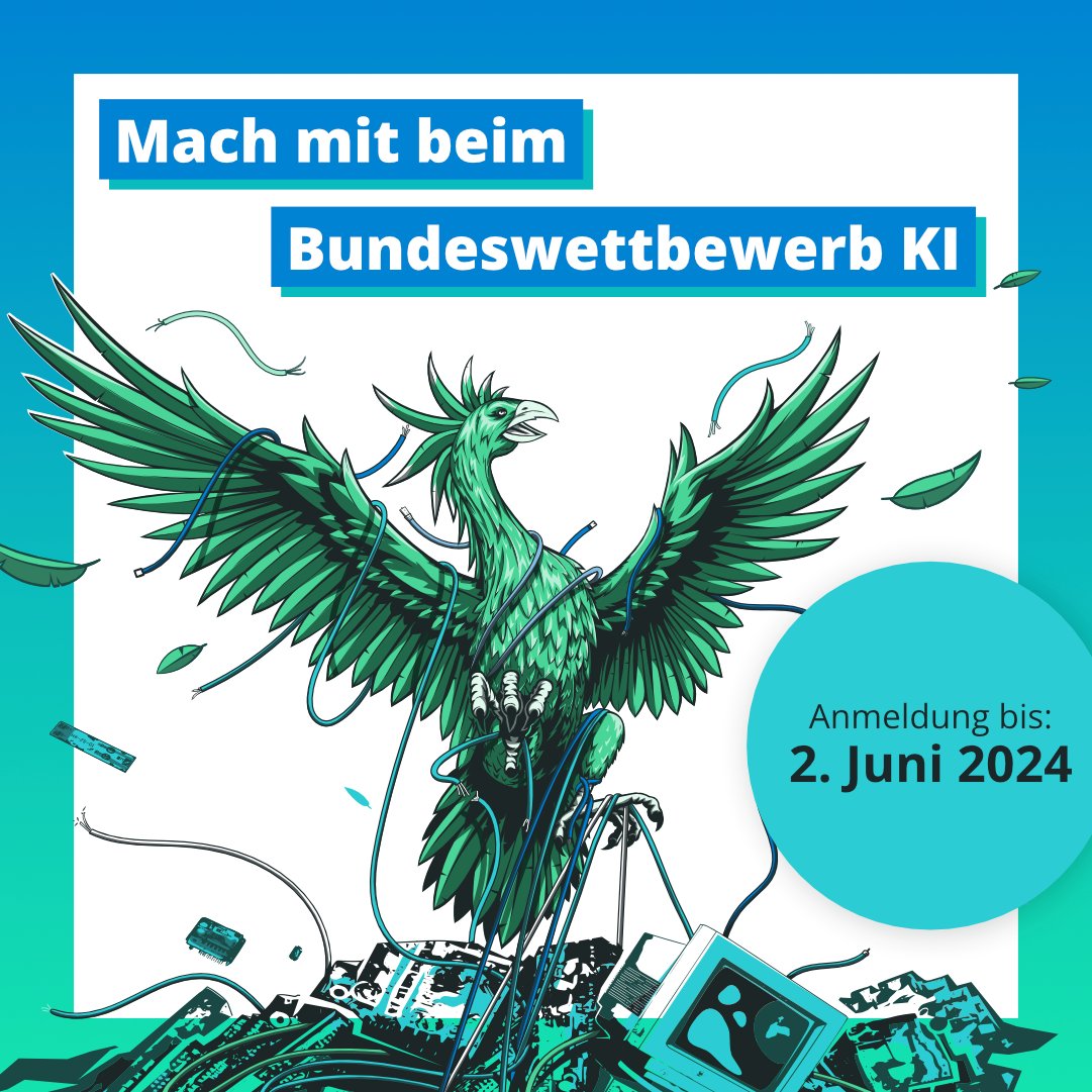 💪Macht mit beim Bundeswettbewerb #KI! 🤖🧠💡Schülerinnen und Schüler weiterführender Schulen können Ideen einreichen bis zum 2. Juni. 
Im Online-Kurs könnt ihr euch KI-Grundlagen aneignen. 
@BWKI10 #BWKI2024 #MINT @w_jahr #AI
👉bw-ki.de 
👉ki-kurs.org